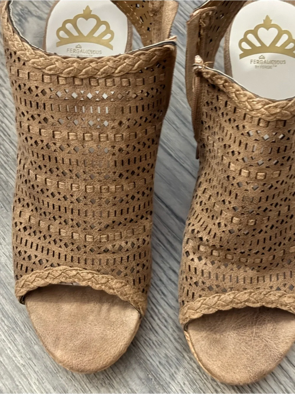 Fergalicious Woven Open-Toe Wedge Sandals - Brown